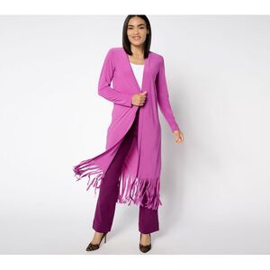 Women Control Women's Top Sweater Sz L Como Jersey Fringe Duster Purple A655980
